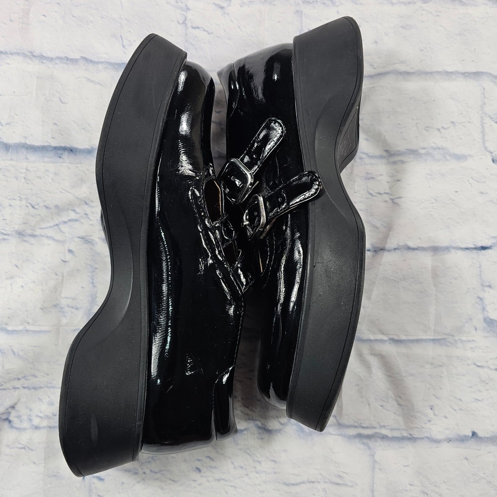 Joystry Platform Mary Jane Womens 42 9 Black Patent Leather Double Buckle Wedge - Picture 6 of 10